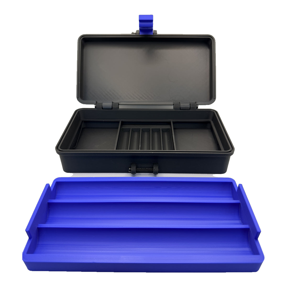 3CPrints 3-pen injection case showing empty compartments and removable blue tray