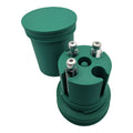 3CPrints injectable pen vial case loaded with four 3 mL vials around the centre plunger primer, green
