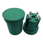 3CPrints injectable pen vial case open, showing four vial bores and the centre primer well, green